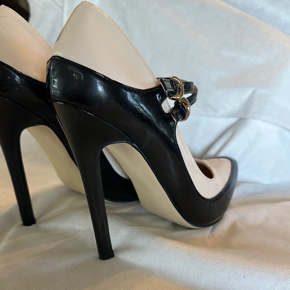 Signature Black and Cream Mary Jane Heels - Picture 6 of 10